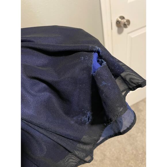 Vintage Blondie Nites Juniors Dress Size 1 Blue Mesh Babydoll HOCO Prom Y2K FLAW - Picture 3 of 8